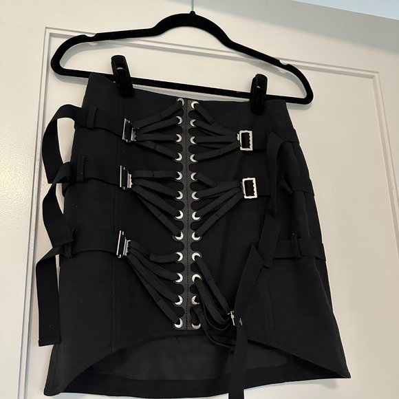 Dion Lee Lace Slider Bustier Corset Cropped Top & Skirt Set Buckle Detail Black - Picture 13 of 16